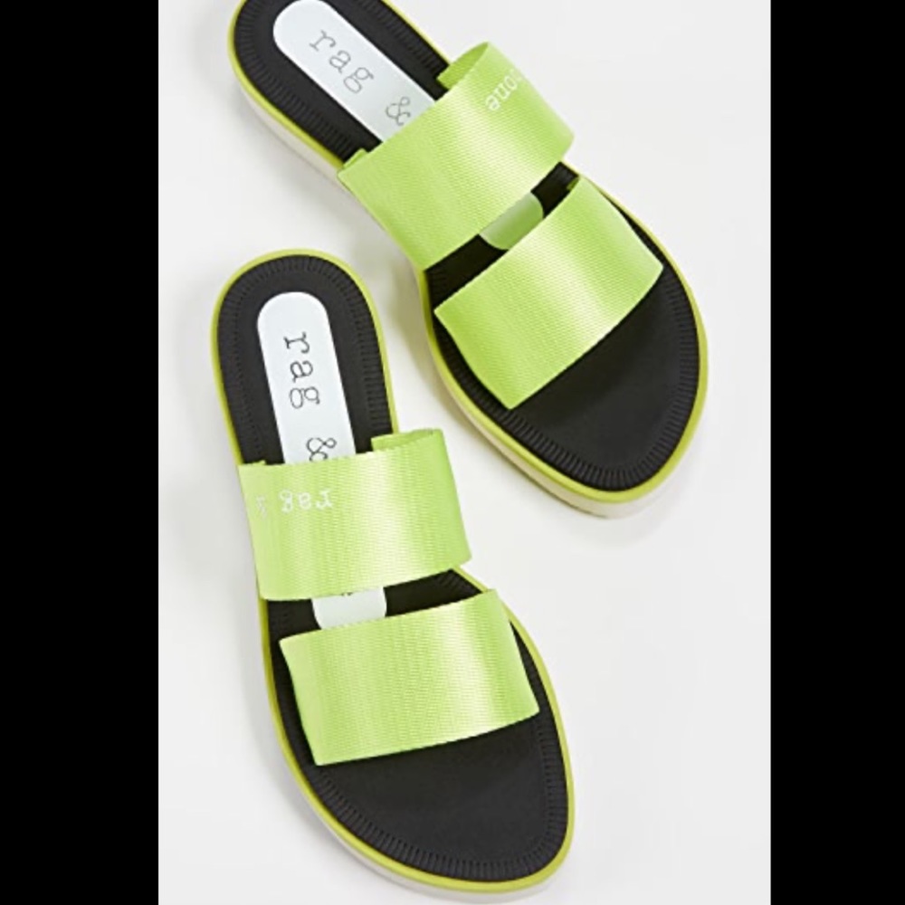 Rag & bone Mila slides in acid green size 7